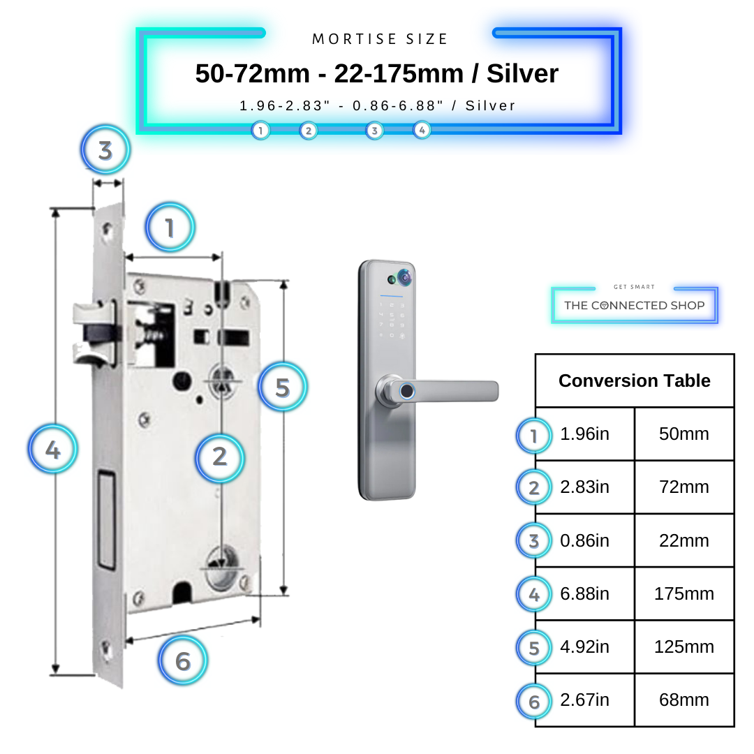 Universal Smart Door Lock Camera - 50-72mm (22x175mm) - Silver -