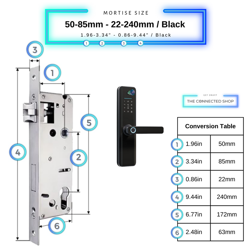 Universal Smart Door Lock Camera - 50-85mm (22x240mm) - Black -