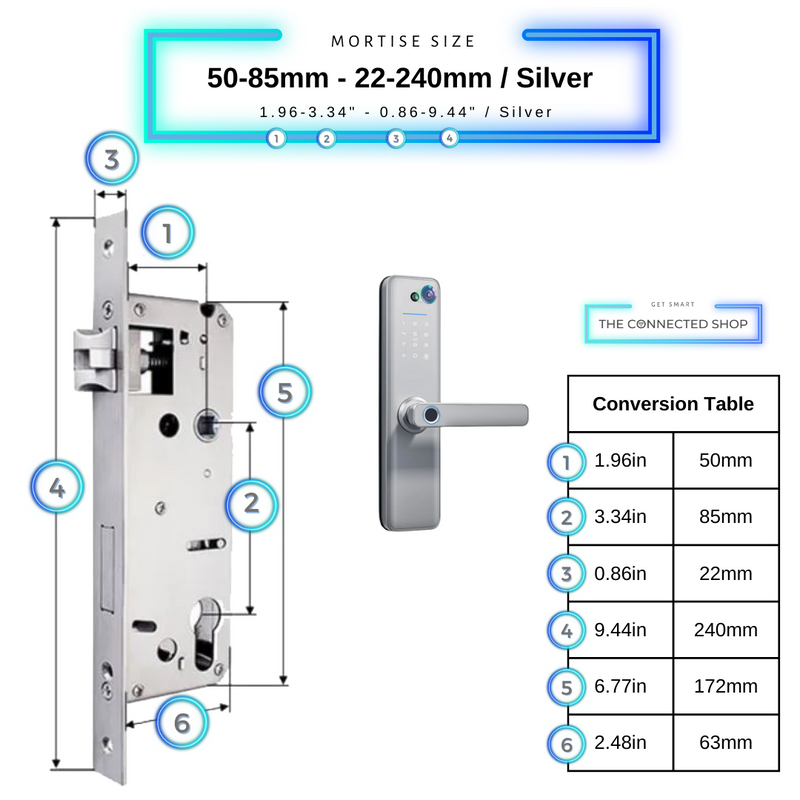 Universal Smart Door Lock Camera - 50-85mm (22x240mm) - Silver -