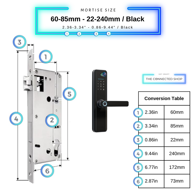 Universal Smart Door Lock Camera - 60-85mm (22x240mm) - Black -