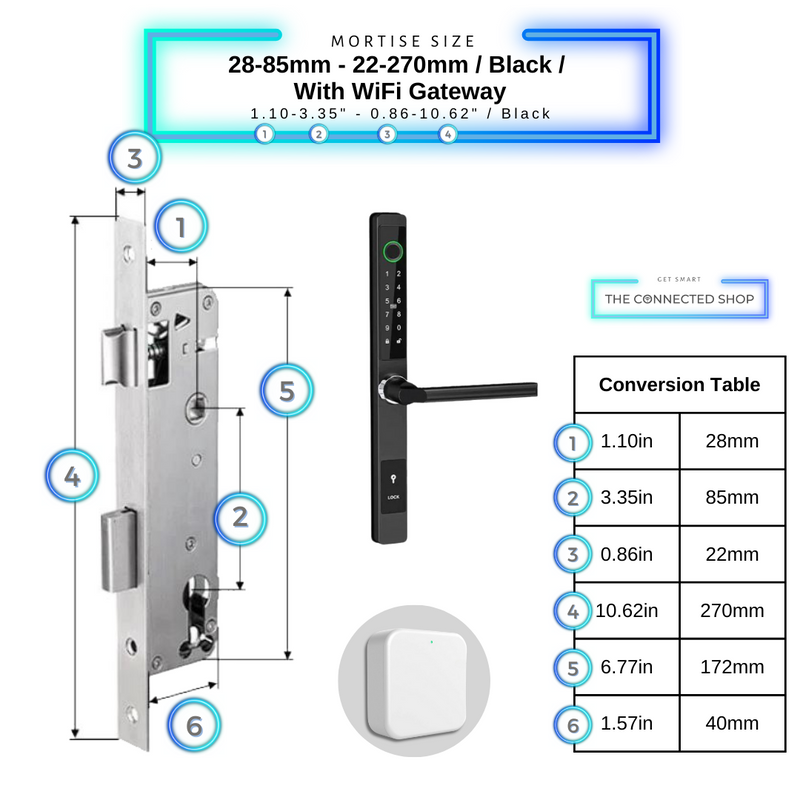 Smart Door Lock Sleek Black 2885270mmwifigateway