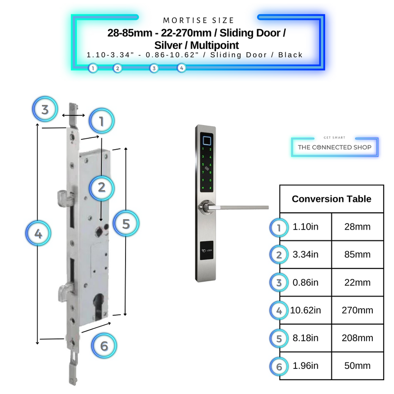 Smart Door Lock Sleek Silver 2885 270mm sliding door multipoint