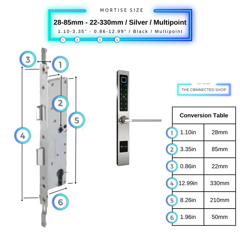 Smart Door Lock Sleek Silver 2885 330mm multipoint