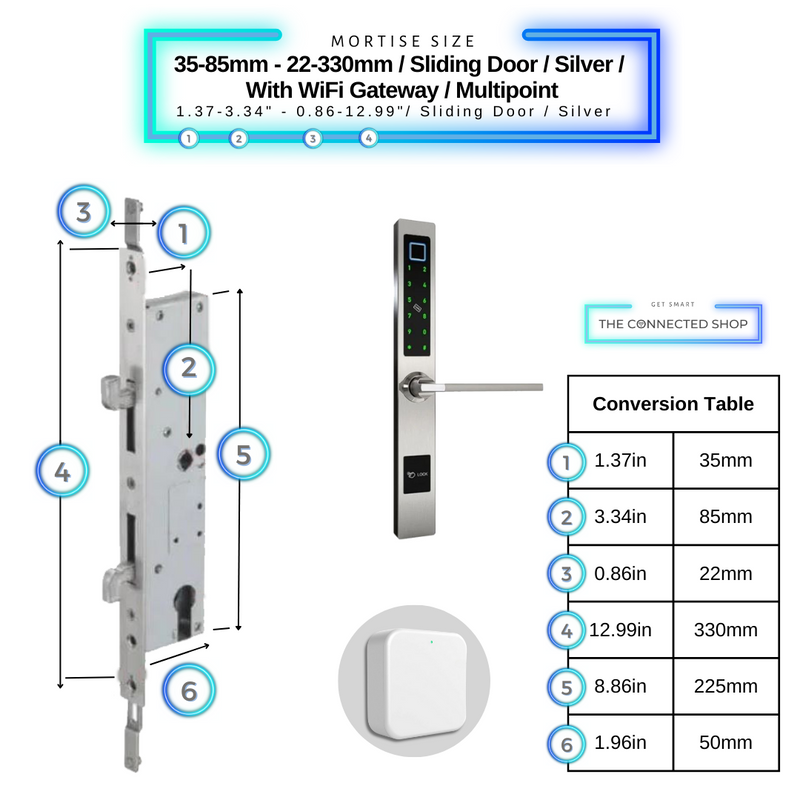 Smart Door Lock Sleek Silver 3585 330mm multipoint wifi gateway