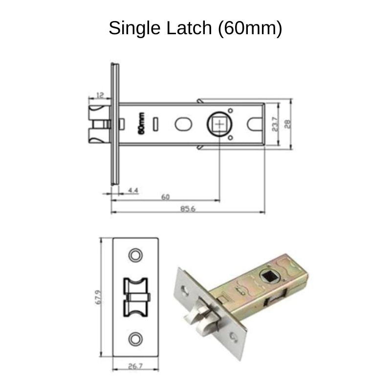 Mortises - 60mm Single Latch - -