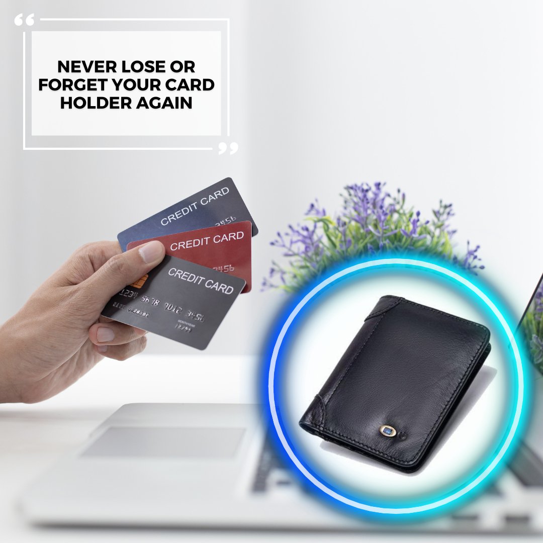 Smart Card Holder Slim Bluetooth Tracker - Black - -