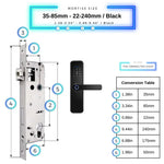 Smart Door Lock - 35-85mm (22x240mm) - Black -