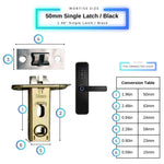 Smart Door Lock - 50mm Single Latch - Black -