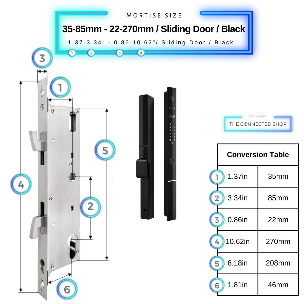 Smart Door Lock Next Gen Plus - Black - 35-85mm (22x270mm) Sliding Door