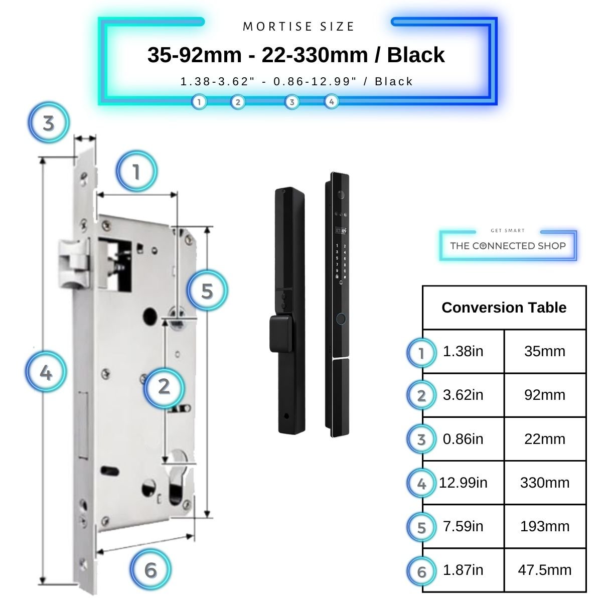 Smart Door Lock Next Gen Plus - 35-92mm (22x330mm) - Black