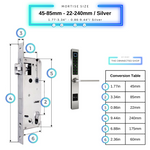 Smart Door Lock Sleek - Silver - 45-85mm (22x240mm)