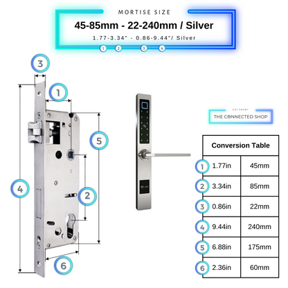 Smart Door Lock Sleek - Silver - 45-85mm (22x240mm)