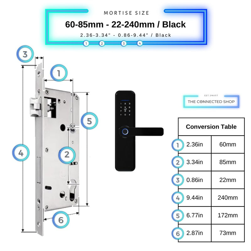 Smart Door Lock XL - 60-85mm (22x240mm) - Black -