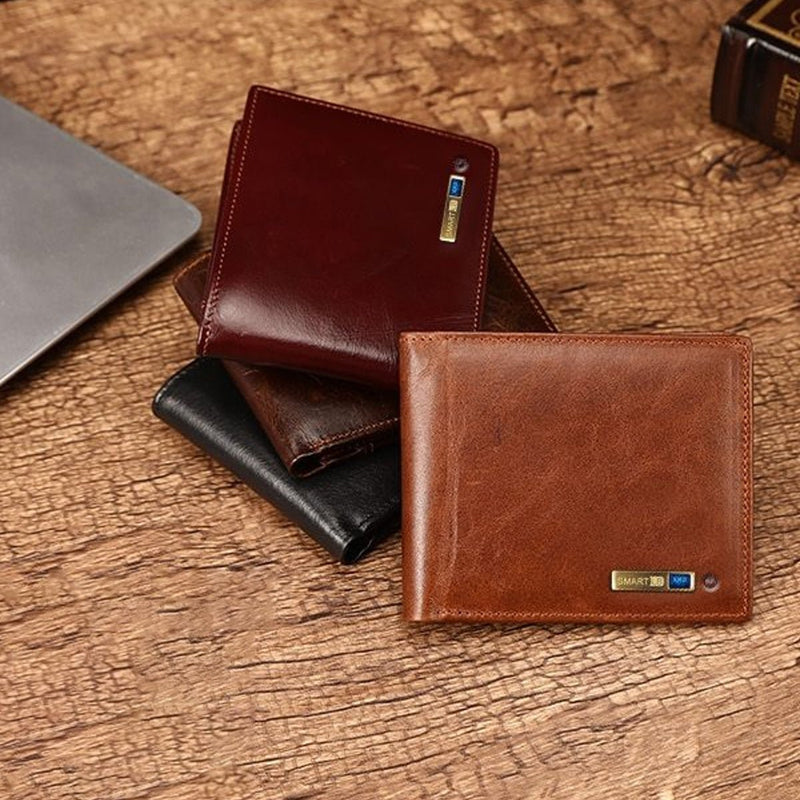 Smart Wallet Soft Leather Bluetooth Tracker - Coffee - -