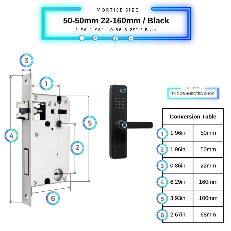 Universal Smart Door Lock Camera - 50-50mm (22x160mm) - Black -