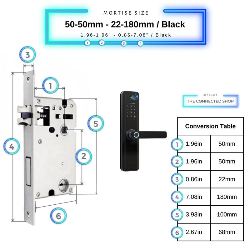 Universal Smart Door Lock Camera - 50-50mm (22x180mm) - Black -